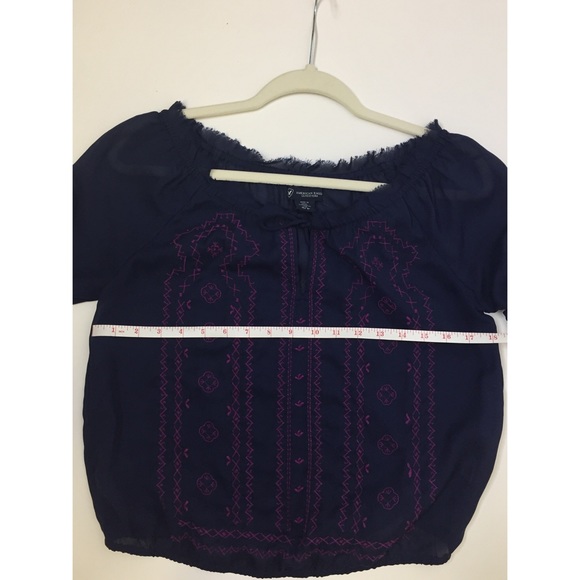 AEO Navy Peasant Blouse - size Small - Picture 7 of 8